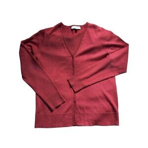 Ann Taylor Y2K Red Button-Up V-Neck Cardigan Sweater Women’s Size Medium